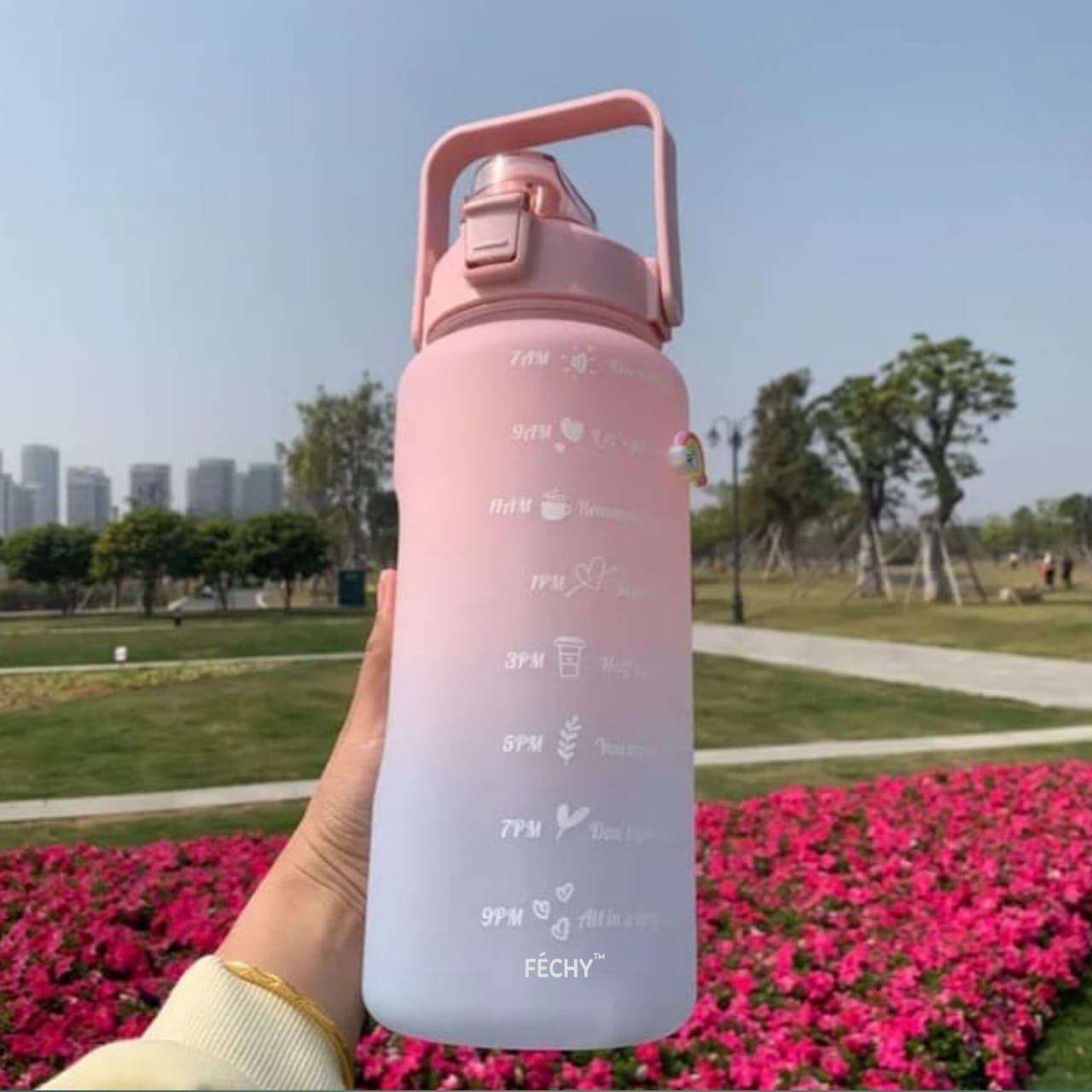 2L Motivational Time Graded Water Bottle With Straw